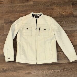 Buckle Men's White faux white leather jacket size S